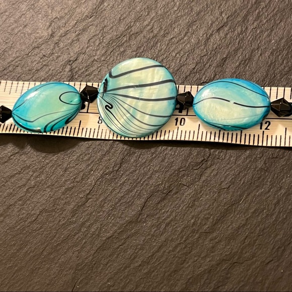 Handmade Lampwork Glass Geometric 8.5” Teal Bracelet - Picture 8 of 12
